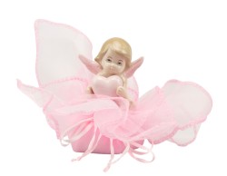 Sacchetto harmony 2024 angelo porcellana con cuori e ali rosa