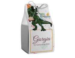 Scatolina porta confetti personalizzata quadrata dinosauro