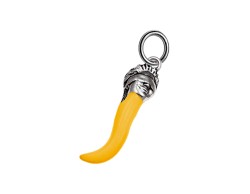 Ciondolo Corno dea bendata smaltato giallo