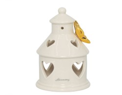 Bomboniera Harmony Prima Comunione lanterna porc. bianca con farfalla oro con led