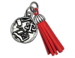 Bomboniera Laurea Giurisprudenza ciondolo giurisprudenza nappa rossa in bagno argento con sacchetto opzionale