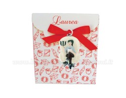 Bomboniera Laurea psicologia donna - Ciondolo in bagno argento Smaltato con Scatola