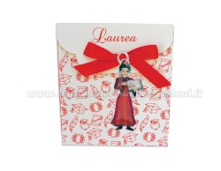 Bomboniera Laurea lettere donna - Ciondolo in bagno argento Smaltato con Scatola