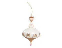Decorazione Natalizia Appendino per Albero Ragazza Stilizzata in Resina, Altezza 18 cm