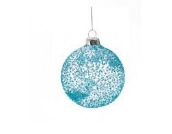 Pallina Sfera Natalizia Celeste per Albero di Natale in Vetro Altezza 9,5 cm