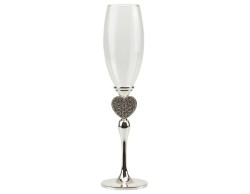 Bomboniera Matrimonio Harmony coppia flut silver con cuore con strass con strass con gift