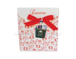 Bomboniera Laurea Economia Ciondolo in bagno argento bancario uomo con scatolina portaconfetti