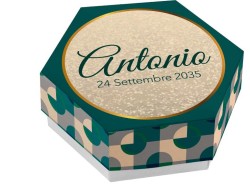Scatolina porta confetti personalizzata eagonale fantasia geometrica