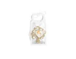 Harmony BUSTINA PU BIANCA CON MANICO CUORE CON MAGNETE ADV BIMBO COMUNIONE GOLD CON SACCHETTO