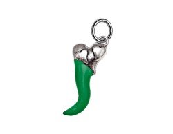 Ciondolo Corno cuore smaltato verde