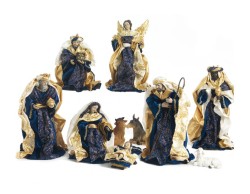 Set Presepe 24 cm con 10 Soggetti in Resina e Stoffa