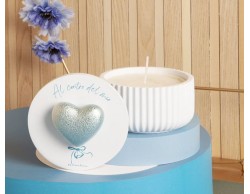 Bomboniera Comunione Battesimo Cresima Claraluna    scatola più candela azzurra