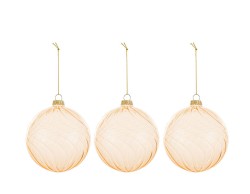 Set 3 Palline Vetro Oro 10 cm - Decorazioni Eleganti per Albero di Natale - Decorazioni Natalizie per Albero di Natale