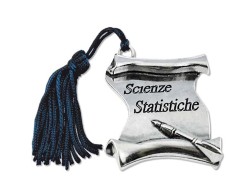 Bomboniera Laurea pergamena Scienze Statistiche con Nappina Blu