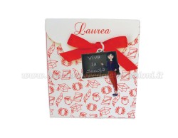 Bomboniera Laurea scienze della formazione donna - Ciondolo in bagno argento Smaltato con Scatola