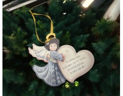 Appendino Natalizio in Legno con Angelo Pace