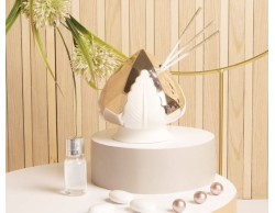 Bomboniera Matrimonio Claraluna Pumo piccolo bianco oro-rosa