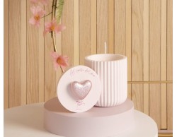 Bomboniera Comunione Battesimo Cresima Claraluna scatola   più  candela  rosa