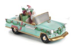 Automobile di Babbo Natale con Doni in Resina con Luce