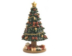 Albero di Natale in Resina con Doni e Carillon  Altezza 22,8 cm