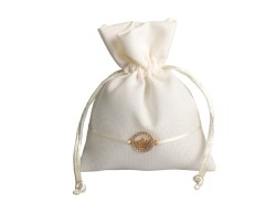 SACCHETTO PANNA COTONE CON APPLICAZIONE ORO "CORONA"