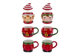 Set 2 Tazze con Scatola Elfo in Ceramica - 2 Assortiti 26 cm su Bomboniere Dolci Emozioni
