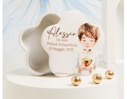 Bomboniera Claraluna  scatolina bianca bambino con scritta personalizzabile