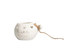 Bomboniera Matrimonio harmony CANDELA PORCELLANA PALLONCINO BIANCO CON FRASE CON BOX E SACCHETTO