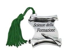 Bomboniera Laurea pergamena Scienze della formazione con Nappina Verde