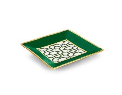 Svuotatasche in Porcellana 24 cm - Design Geometrico con Finiture in Oro