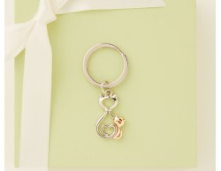 Portachiavi Coppia gatti anello piccolo claraluna