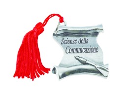 Bomboniera Laurea pergamena Scienze della Comunicazione con Nappina Rossa