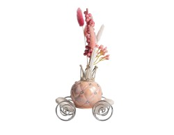 Bomboniera Harmony Profumatore Carrozza Rosa Perlata con Strass e Corona Silver