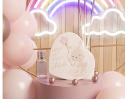 Bomboniera Nascita Battesimo Claraluna diffusore cuore con coniglietto rosa