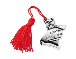 Bomboniera Laurea pergamena con tocco Scienze Geologiche con Nappina Rossa