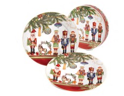 Set di 2 Piatti Natalizi in Porcellana con Soldati Schiaccianoci Con Gift Box