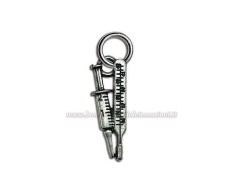 Bomboniera Laurea Ciondolo siringa termometro in Metallo Argentato - Bomboniera Made in Italy