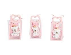 Harmony BUSTINA PU ROSA CON MANICO CUORE CON MAGNETE ORSETTO 3 ASS. CON SACCHETTO ROSA