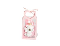 Harmony BUSTINA PU ROSA CON MANICO CUORE CON MAGNETE ORSETTO 3 ASS. CON SACCHETTO ROSA su Bomboniere Dolci Emozioni