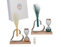 Bomboniera Matrimonio DIFFUSORE CLESSIDRA CUORE PIUMA assortito 2 pezzi Etiemme