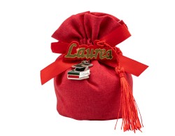 SACCHETTONE COTONE ROSSO CON ACCESSORIO LAUREA E CHARM LAUREA