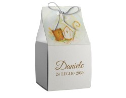 Scatolina porta confetti personalizzata quadrata decoro bibbia e pastorale