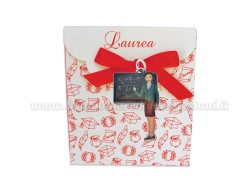 Bomboniera Laurea matematica donna - Ciondolo in bagno argento Smaltato con Scatola Rossa