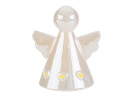 Bomboniera le stelle Angelo in Porcellana LED Bianco Perlato