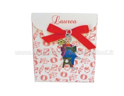 Bomboniera Laurea fisica donna ciondolo in bagno argento Smaltato con Scatola Rossa