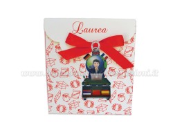 Bomboniera Laurea lingue uomo - Ciondolo in bagno argento Smaltato con Scatola