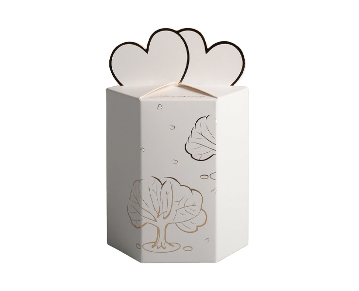 Bomboniera Matrimonio Harmony Scatola Tonda in Porcellana Bianca con Coperchio Oro e Fiore Tortora grande su Bomboniere Dolci Emozioni