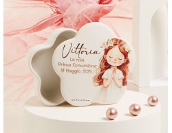 Bomboniera Claraluna scatolina bianca bambina con scritta personalizzabile