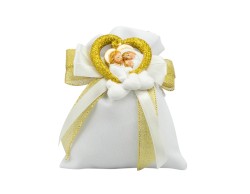 Sacchetto harmony 2024 magnete resina nuvola con cuore sacra famiglia glitter gold e fazzoletto