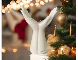 Decorazione Natalizia Mani in Porcellana Bianca con Candela - H15